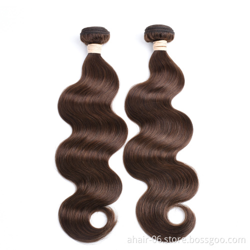 10A Cheap 2# And 4# Brown Hair Bundles No Tangle No Shed Very Soft , 10-30 Inch Brown Color 100% Brazilian Human Hair
